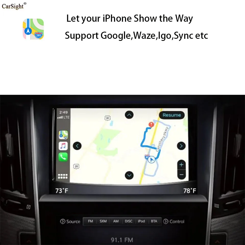 CarPlay ȵ̵ ڵ ǴƼ QX60 2017-2021  Ʃ  ޽  ȭ Whatsapp USB Vide-