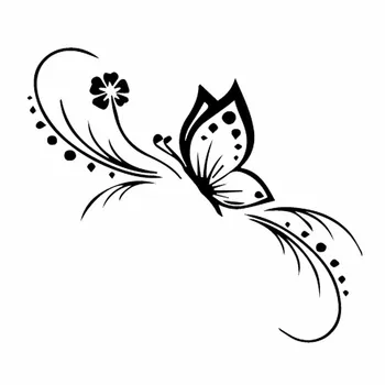 

DAWASARU Butterfly Flower Car Sticker Decoration Floral Art Vinyl Decal Personality Fashion Car Sticker Black/Silver 12*14CM