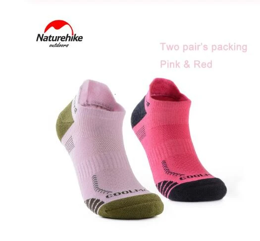 Naturehike 2 пары мужские и женские Более функциональные носки для бега на открытом воздухе Элитные Носки для движения Coolmax speed Do быстросохнущие носки - Цвет: Red Pink