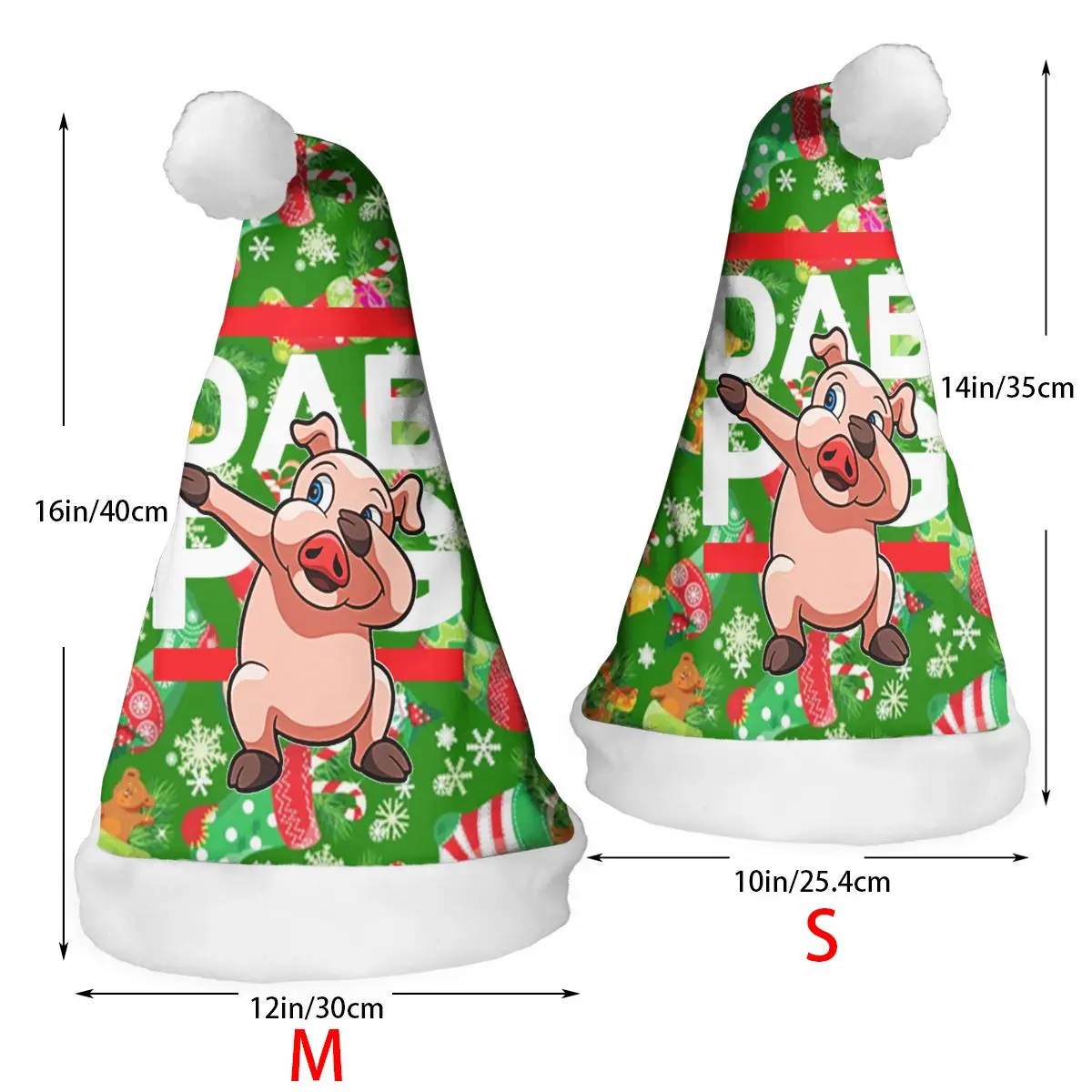 Шляпа Санты с принтом Dab Pig Dabbing Dance персонализированные шапочки для рождественской вечеринки с плюшевой отделкой для взрослых детей рождественские украшения дома