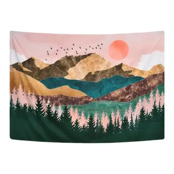 

2Size Creative Fashion Black Hole Tapestry Wall Tapestry Sunrise Printed Tapestries Overlapping Mountain Tapestries