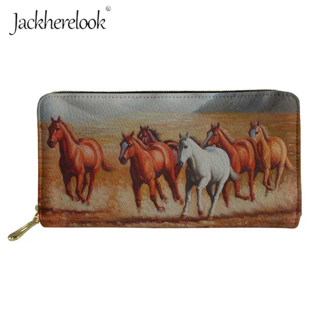 L605Z21 Jackherelook мультфильм дикая лошадь Печатный кошелек Herbivore животное PU кожаный кошелек женская сумка для монет держатель для кредитных карт дамская сумочка - Цвет: L605Z21