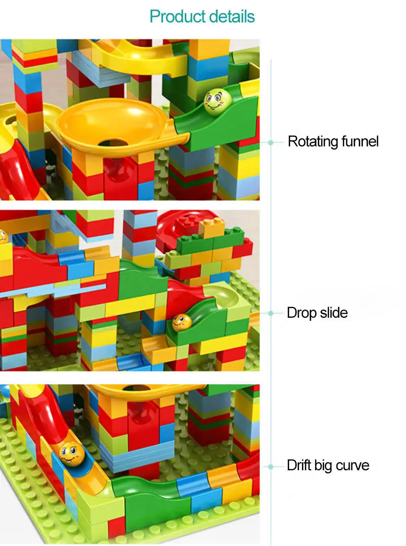 330 шт мраморный гоночный лабиринт трек Строительные блоки Набор кирпичей ABS Воронка горка сборка маленького размера блоки игрушки подарок для детей