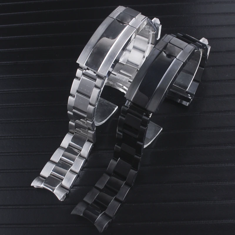 20 мм 316L из нержавеющей стали Ремешки для наручных часов браслет серебристый матовый металлический изогнутый конец Замена звеньев часы с застежкой ремешок