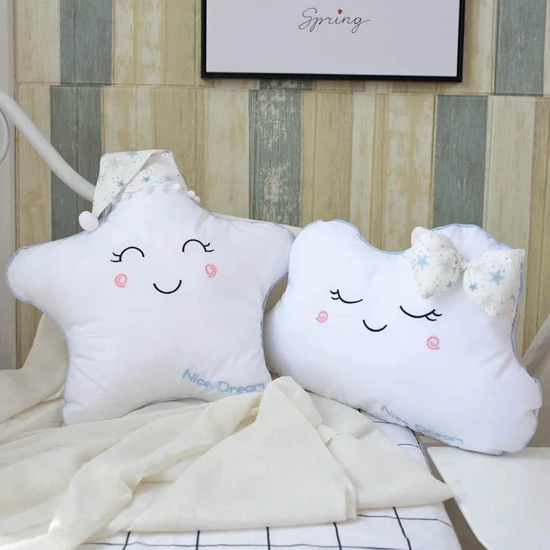 

Nooer White Cloud Star Moon Plush Pillow Sofa Cushion Washable Cloud Moon Satr Plush Toy Room Decoration Birthday Gift For Girls