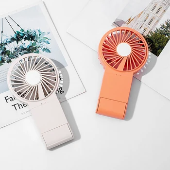 

DC5V 2.5W 3-In-1 Vanity Mirror Fan Mobile Phone Holder USB Handheld Fan LED Colorful Lamp Vanity Mirror