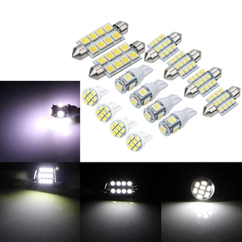

LEEPEE Car License Plate Light T10 5050 31mm 1210 12smd Clearance Light 41mm 5050 8smd Dome Reading Light 1 Set T10 1206 8smd