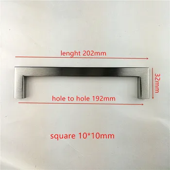 

(Length:202mm) 10mm*10mm Square Bar Stainless Steel Kitchen Door Cabinet Handle Pull Knob 8"
