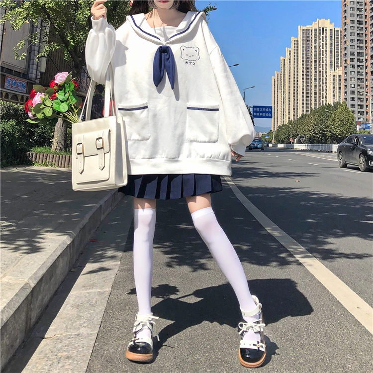 Kawaii Bear Sailor Collar Loose Sweater