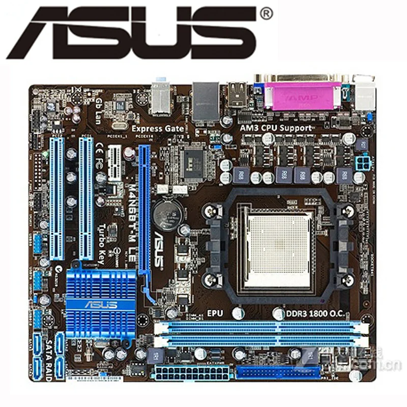 Материнская плата для ASUS с разъемом AM3 системная M4N68T DDR3 8 ГБ NVIDIA GeForce 7025/nForce 630a