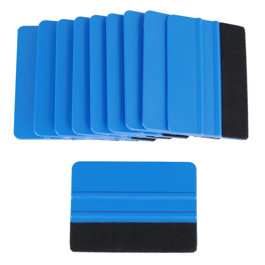 10Pcs Squeegee Car Vinyl Film wrapping tools Blue Scraper squeegee with felt edge size Car Styling Stickers Accessories car wash water Other Maintenance Products