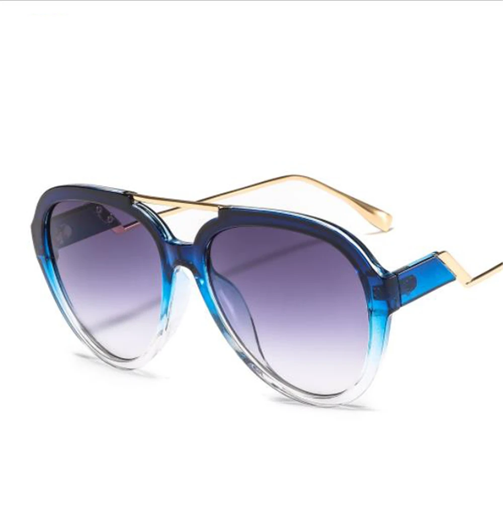 Blue frame gray Новинка, большая оправа, европейские и американские популярные солнцезащитные очки, модные трендовые очки для мужчин и женщин, очки для уличной съемки, солнцезащитные очки - Цвет линз: Blue frame gray