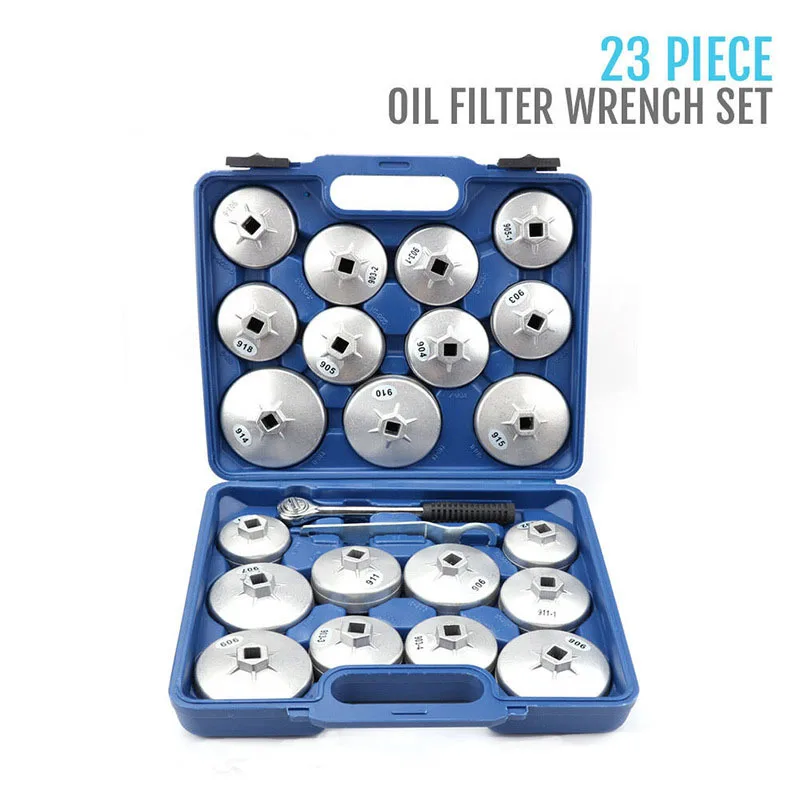 

Набор инструментов для разборки масляного фильтра, комплект из 23 предметов, в пластиковой коробке, специальный инструмент для сборки и демонтажа автомобильного фильтра
