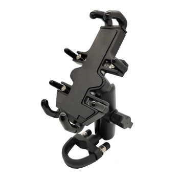 

Aluminum Alloy Motorcycle Handlebar Mirror Gas Tank Brack Clutch Reservoir Base M10 Mount with Universal Cell Phone Grip Holder