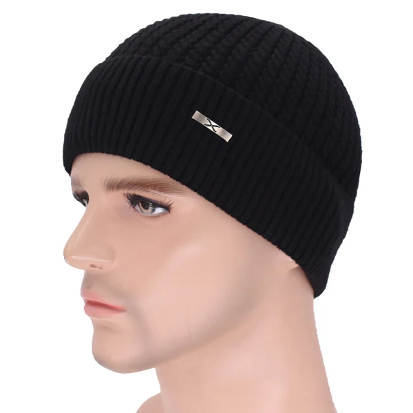 black Бренд Skullies Beanies зимняя вязаная шапка для мужчин зимние шапки для мужчин шапка мужская шапка Homme Mask X Solid женская зимняя шапка - Цвет: black