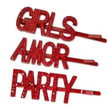 1 шт. модные буквы хрустальные шпильки для волос красные стразы заколки для волос металлическая заколка для волос Инструменты для укладки аксессуары