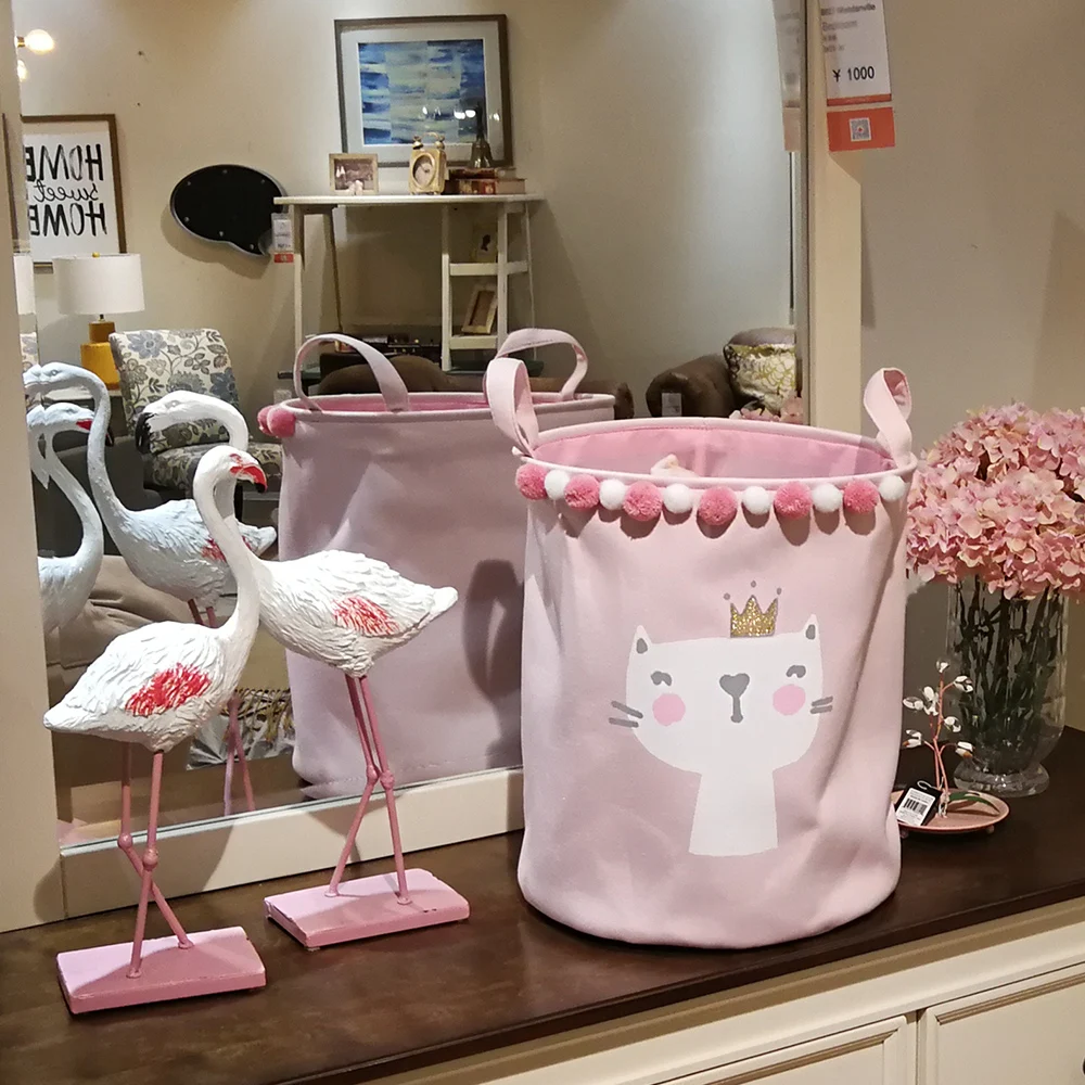 1pc Foldable Laundry Basket High Capacity Dirty Clothes Storage Bag Cartoon Children's Sundries Toys Organizer Box Home Decor