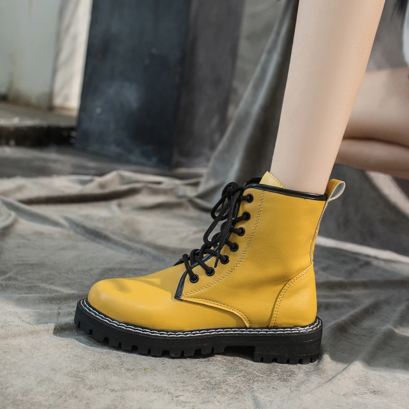 yellow combat boots