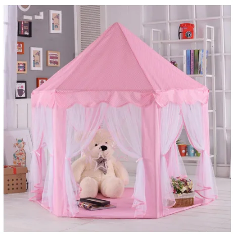 Children Princess Pink Castle Tents Portable Boys Girls Indoor Outdoor Garden Folding Play Tent Lodge Kids Balls Pool Playhouse