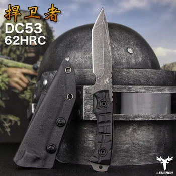 

LENGREN DC53 steel 62hrc outdoor straight knife tactics retired self-defense with field survival sharp knife hunting knife G10