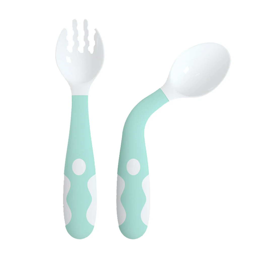 2pcs Silicone Baby Toddler Infant Spoons Fork Learn To Eat Safety Baby Newborn Toddler Spoons Folks Feeding