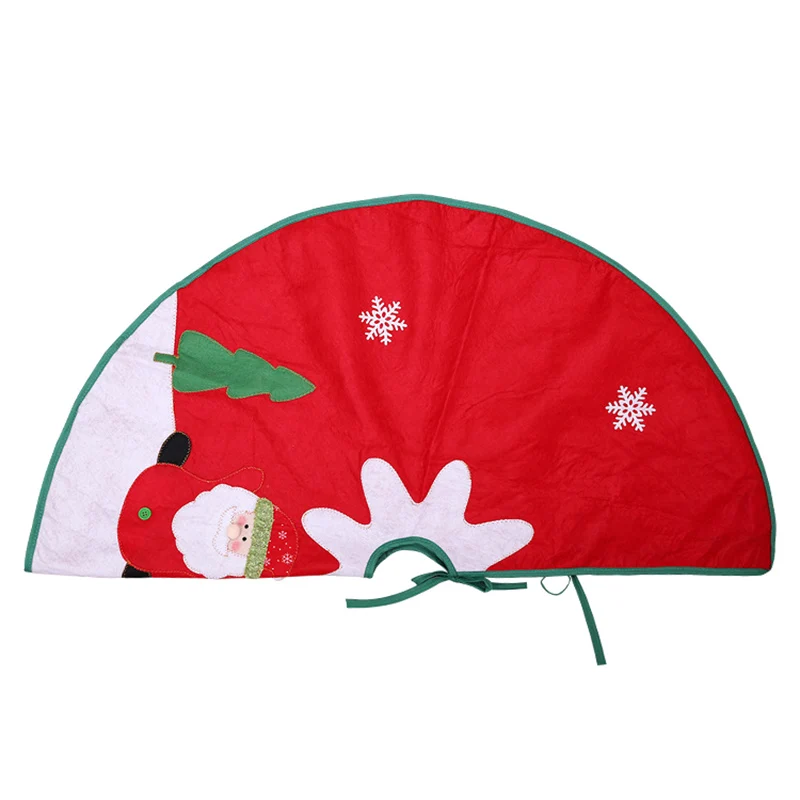 90cm Width Non-woven Christmas Tree Skirts Santa Claus Applique Tree Skirts Christmas Tree Ornaments