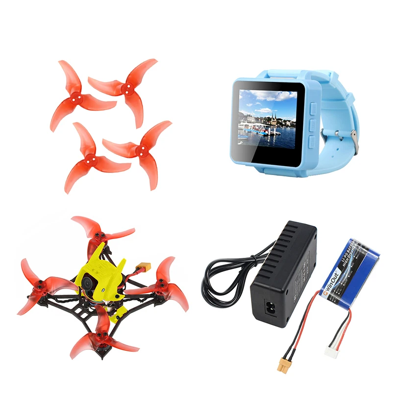 Цвет: желтый DIY T100 100 мм Колесная база Крытый FPV гоночный Дрон ж/Crazybee F4 PRO V3.0 Контроллер полета Frsky приемник FPV часы 7000kv мотор - Цвет: Цвет: желтый