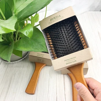 

Natural Beech Wood Home Use Healty HairBrush Paddle Hair Loss Comb Massage Travel Brush Comb HairStyling Tools