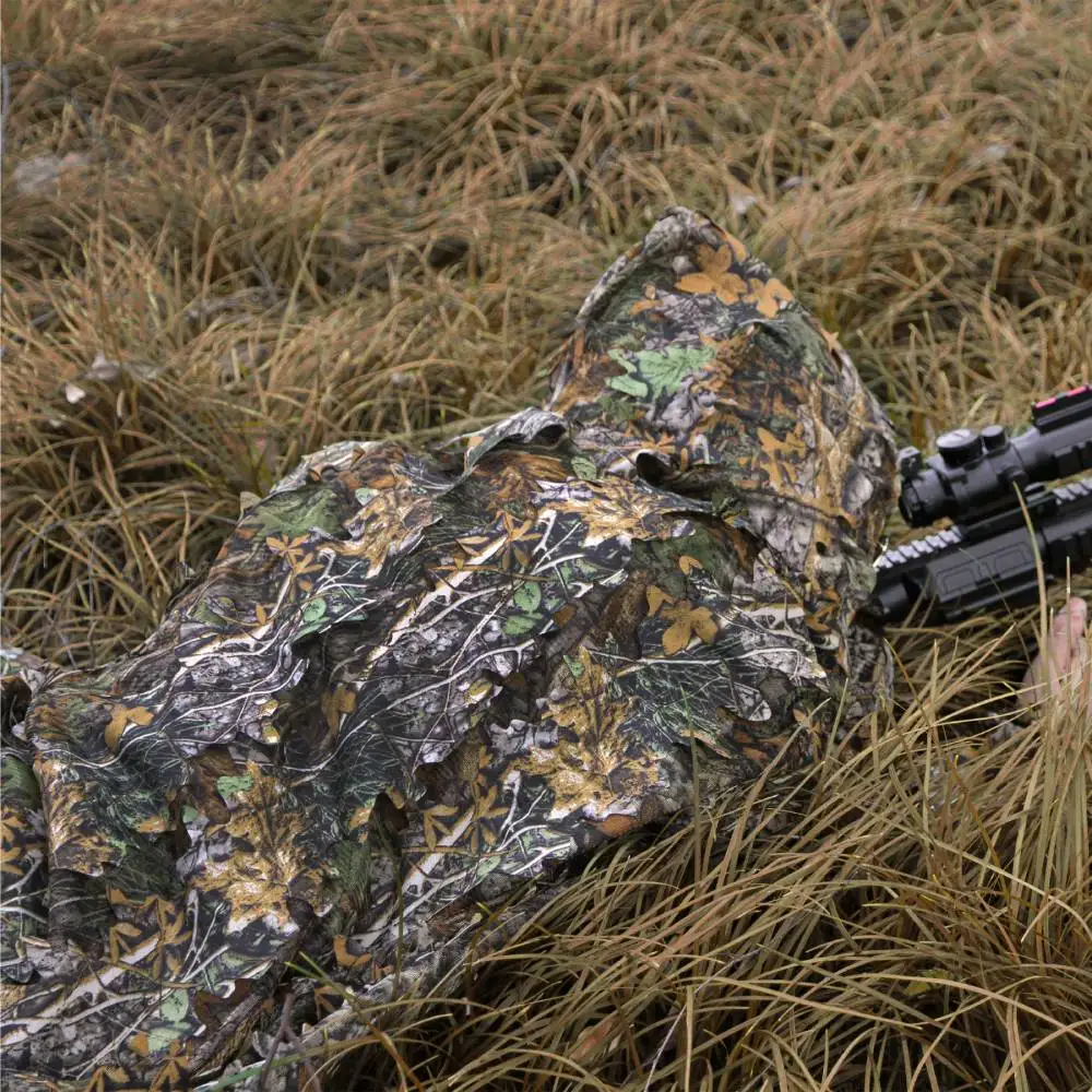 GUGULUZA Men Women Kids Outdoor Ghillie Suit Camouflage Clothes Jungle Suit CS Training Leaf