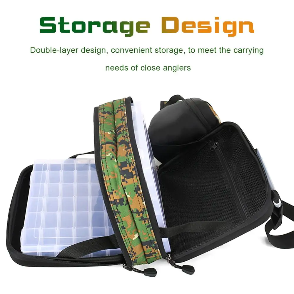 

Fishing gear bag multifunctional Double-layer fishing bag thickened storage waterproof fishing box Fishing Shoulder Bag