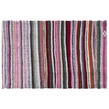 

Handmade Multicolor Vintage English Striped Rug Area Rug 138x215 Cm-4'6''X7'1''