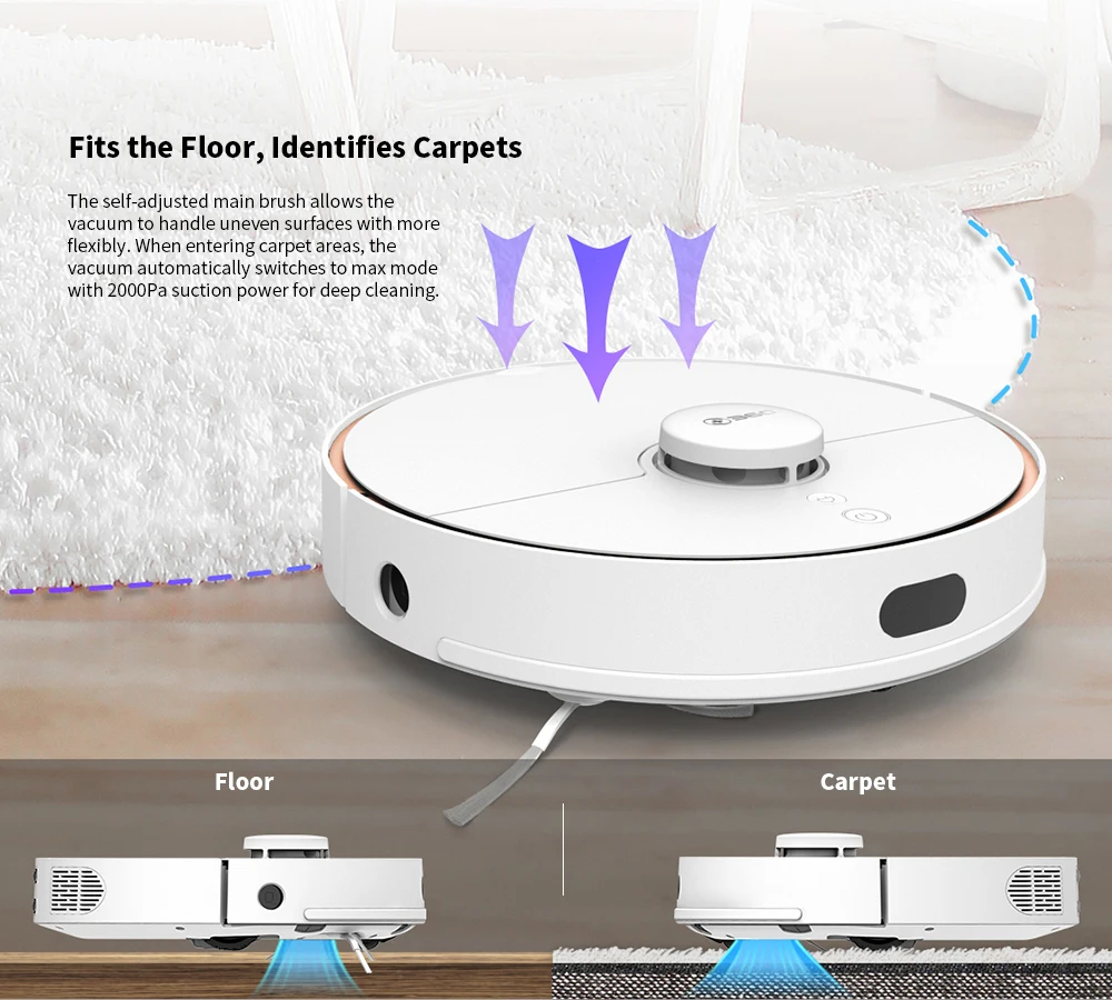 360 S7 Laser Navigation Slam Route Planning 2000Pa Large Suction Ultra-quiet Map Memory Sweeping Floor Mopping Robot International Version - White