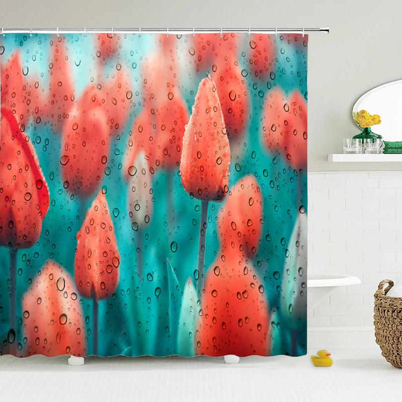 

3D Printing Fresh Flowers Bath Screens Bathroom Shower Curtain waterproof Polyester Cloth Home Decor Multi-size Shower Curtain