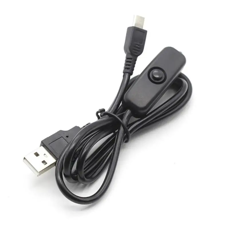 USB к Micro USB зарядное устройство адаптер питания кабель с переключателем ВКЛ/ВЫКЛ для Raspberry Pi черный сложенный внешний вид длина 1 метр