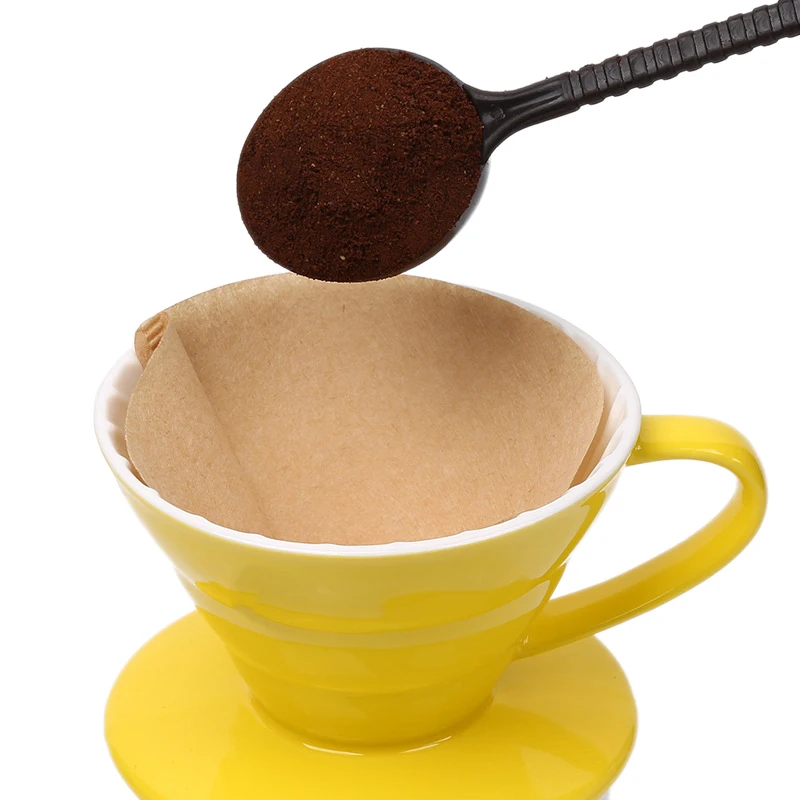 

40 pcs / pack Professional Safe Natural Hand-poured Coffee Drip V-Cone Coffee Powder Filter Paper for 1-2 Person Coffee Maker