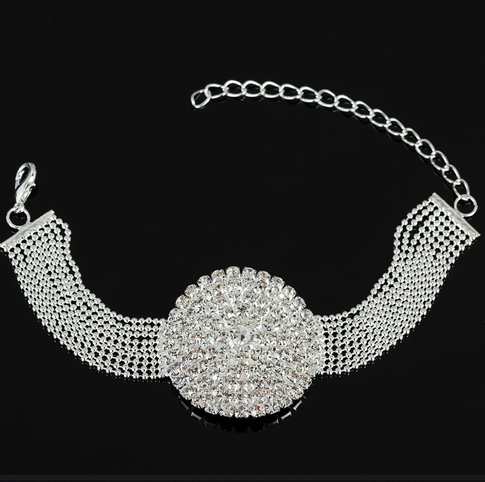 YFJEWE, звено на цепочке, серебряный цвет, полная круглая форма, свадебные браслеты, романтические женские Роскошные вечерние браслеты с кристаллами, B186