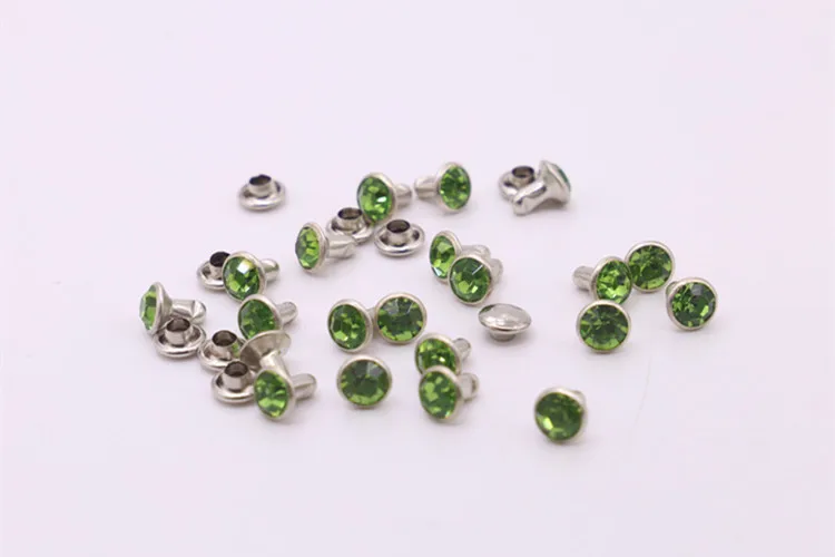Description Picture 4 of item30-100Sets 6mm Color Crystal Trim Rhinestone Garment Rivets Diamante Studs DIY Crafts Leather Bag Decor Spikes Glass Drill Nail