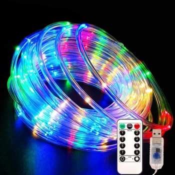 200 Leds 20 Meter Usb Waterdichte Rgb Afstandsbediening Outdoor Kerst Verlichting Tuin Decoratieve Guirlande Tube Rope String Lights