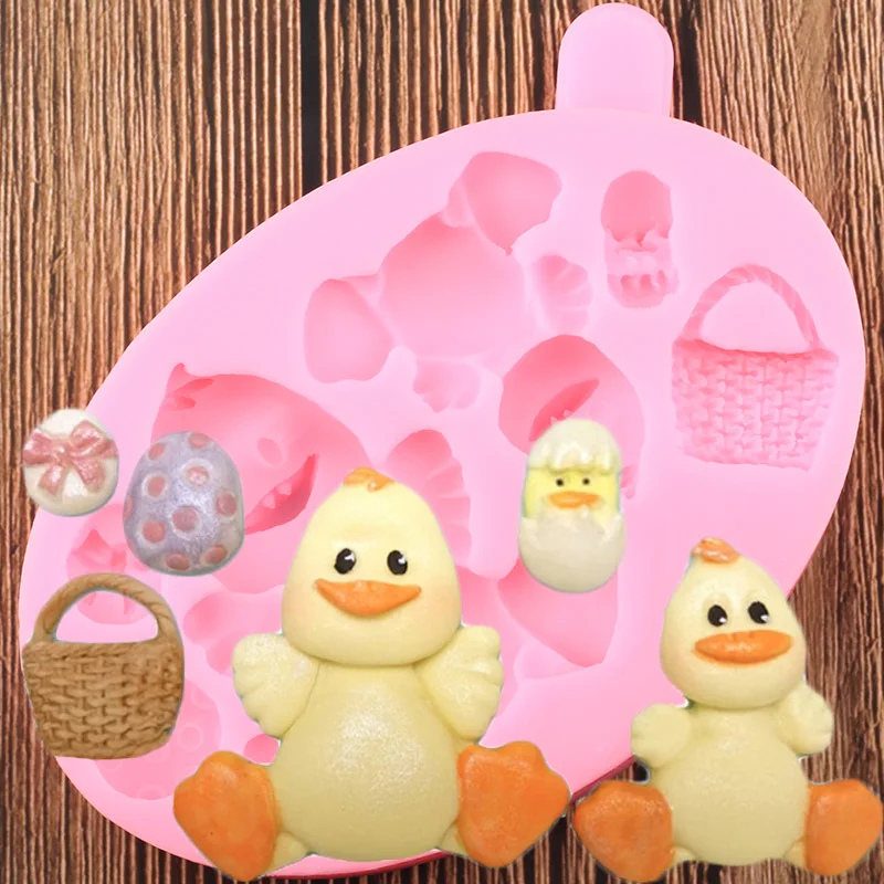 3D Duck Silicone Molds Flower Basket Fondant Mould Sugarcraft Cake Decorating Tools Fimo Clay Candy Chocolate Gumpaste Mold