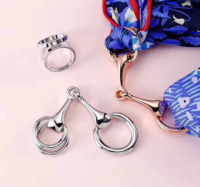 

Concise Metal Horse's Joint Silk Scarf Buckle Ornaments Ribbon Bag Hair Headband Neck Fashion Women Girl Accessories Many Uses