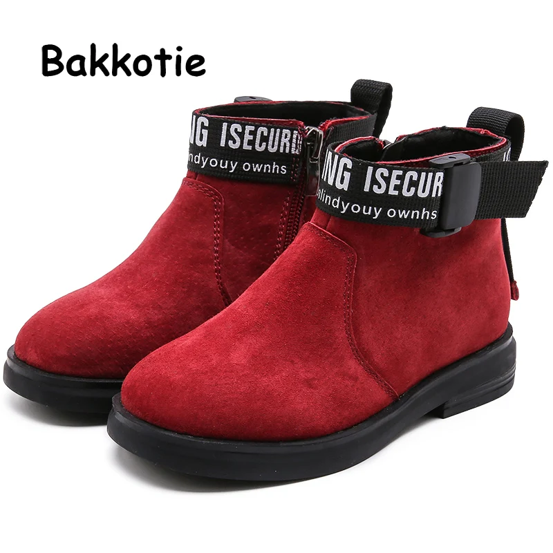 Bakkotie зимний свитер для маленьких девочек; осенние ботильоны новые детские, из натуральной кожи модные ботинки на меху для детей принцесса мягкая теплая обувь