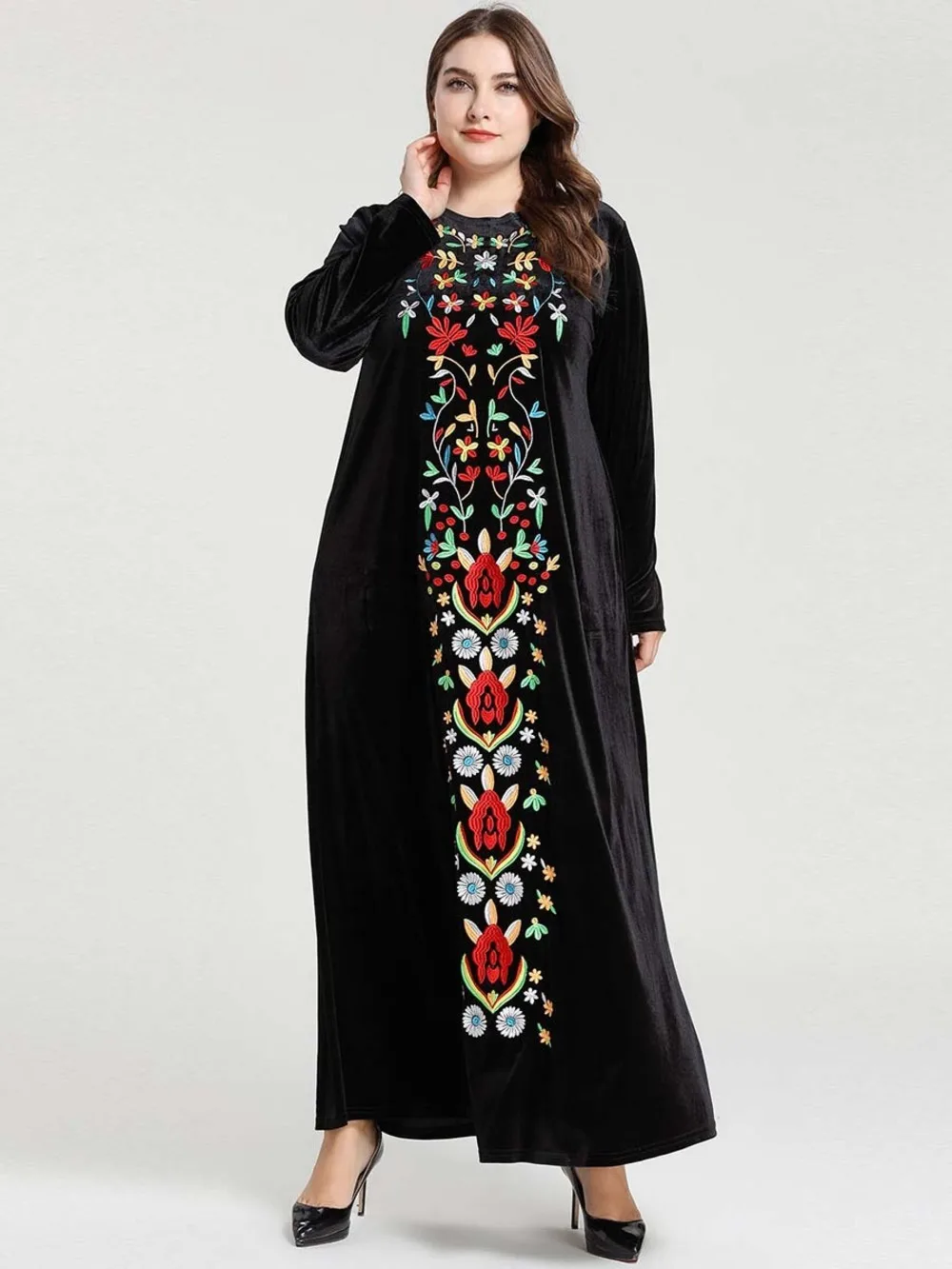 Скромная модная Длинная черная мусульманская одежда Abaya в Дубае для женщин Vestido