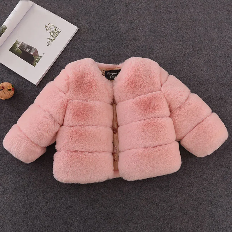 Розовый Dollplus/Новинка; зимнее пальто с мехом для девочек; плотная теплая парка; куртки с искусственным мехом для маленьких девочек; пальто; детская верхняя одежда; пальто для девочек - Цвет: Розовый