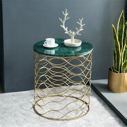 Table basse créative nordique en fer pour salon, meuble de luxe pour la maison, petite table ronde en marbre 