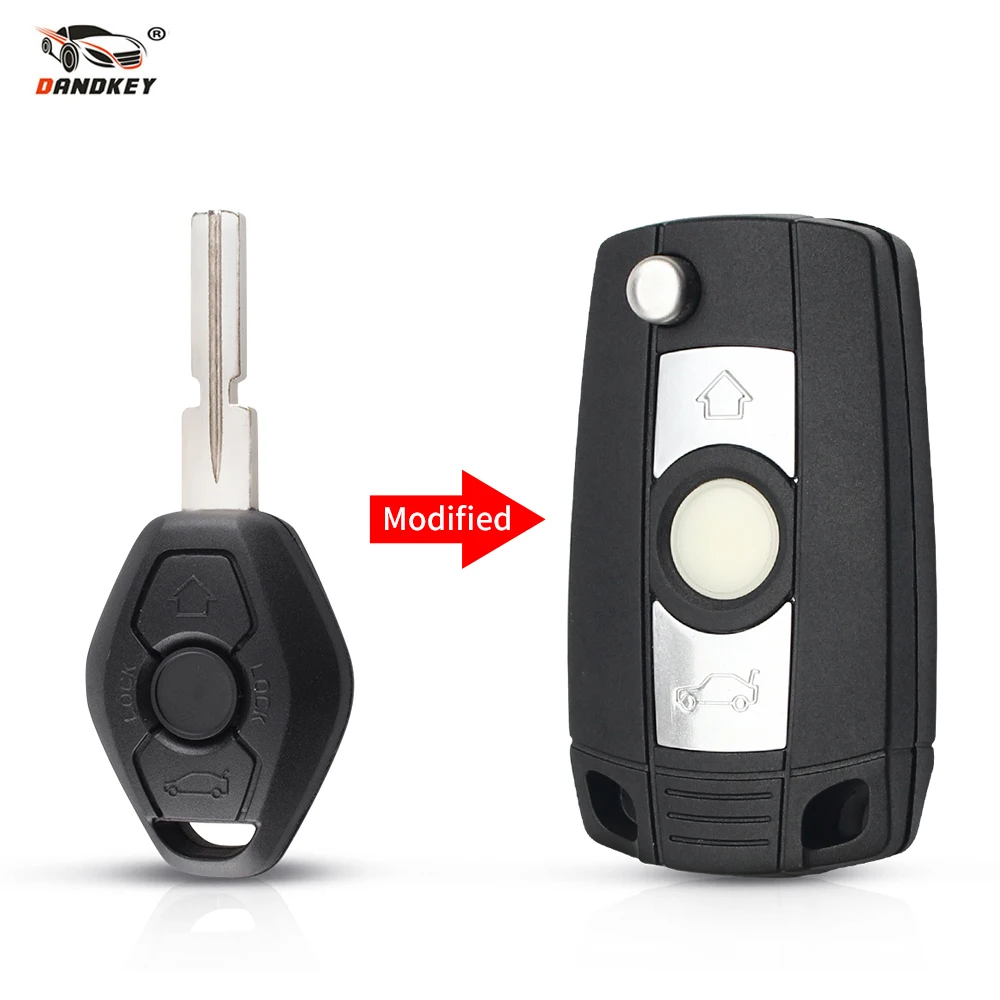 

Dandkey 3 Buttons Modified Flip Remote Key Shell Case For BMW 1 3 5 6 7 Series E53 E81 E63 E38 E83 E36 X3 Z4 HU58 Uncut Blade