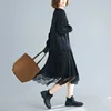 long sleeve plus size black cotton lace vintage women casual loose autumn winter elegant dress clothes 2022 ladies dresses ► Photo 3/6