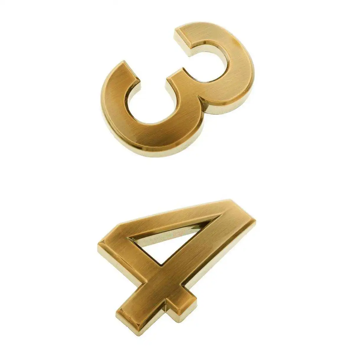 2Pcs Golden Plastic Self Adhesive Door Number Sign Plaque Sticky