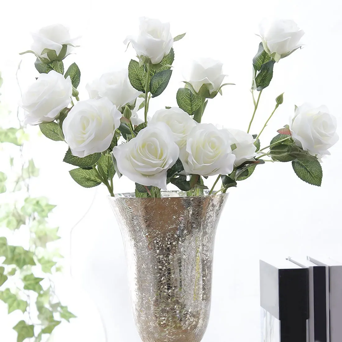 

1 Bunch 3 heads Artificial Flower silk French Rose wedding decoration Floral Bouquet Fake Wedding Home Decor Party accessory