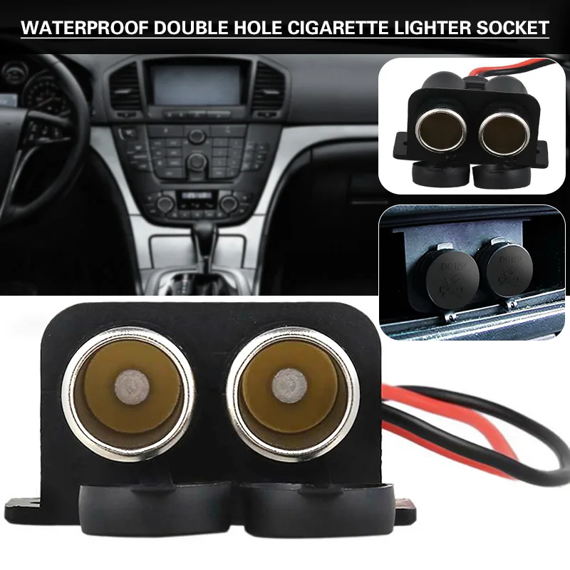1pc DC 12V Car Auto Cigarette Lighter Double Holder Female Socket