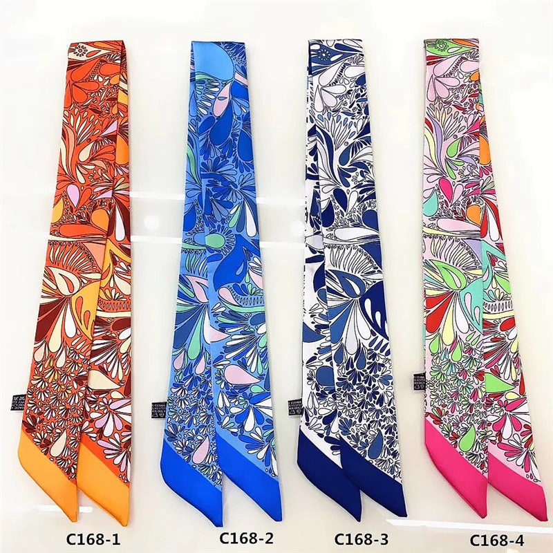 Designer Bag Scarf Twill Print Small Scarf Women Luxury Long And Narrow Tie Handbag Ribbon Hair Band Fashion Ladies Bandanas M